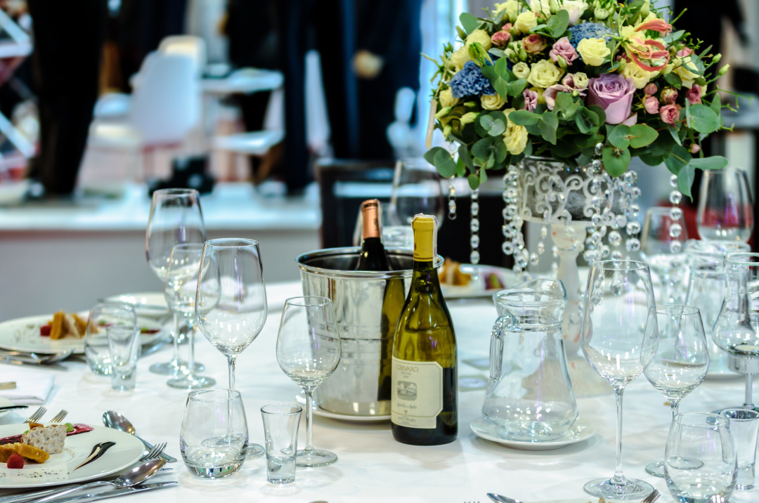 bottles of champagne and glass on a table